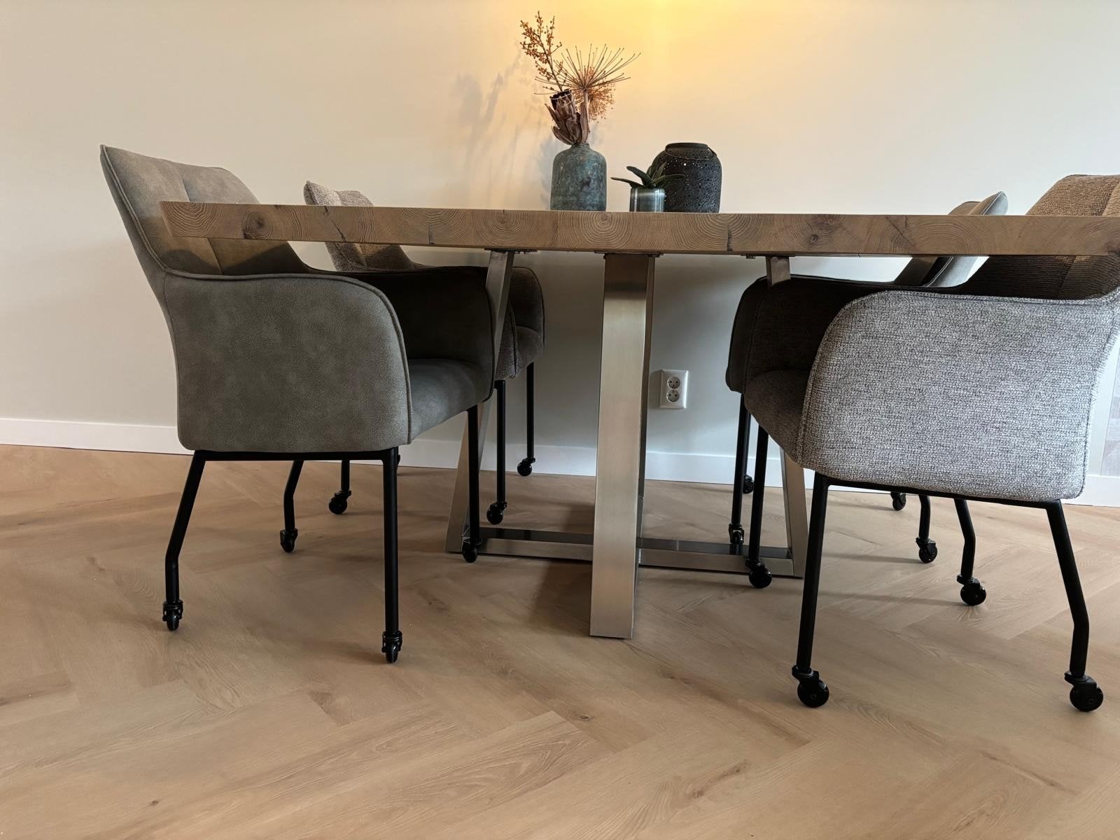 RVS onderstel eettafel, Ophalen, Tafelpoot, 100 tot 150 cm, Vierkant