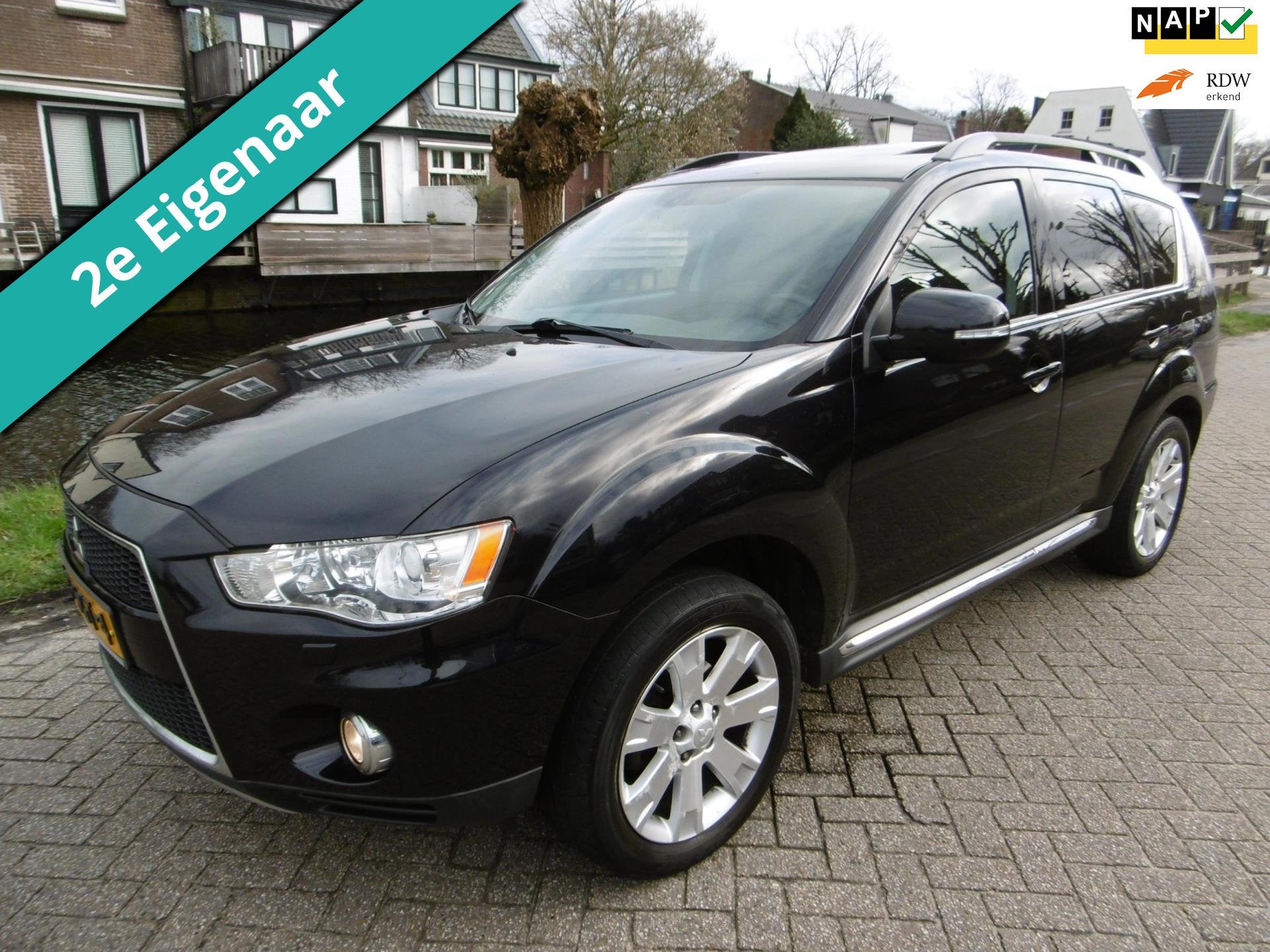 Mitsubishi Outlander 2.0i 147pk Automaat 2e eigenaar Leder S, Automatische klimaatregeling, Zwart, 4 cilinders, Zwart