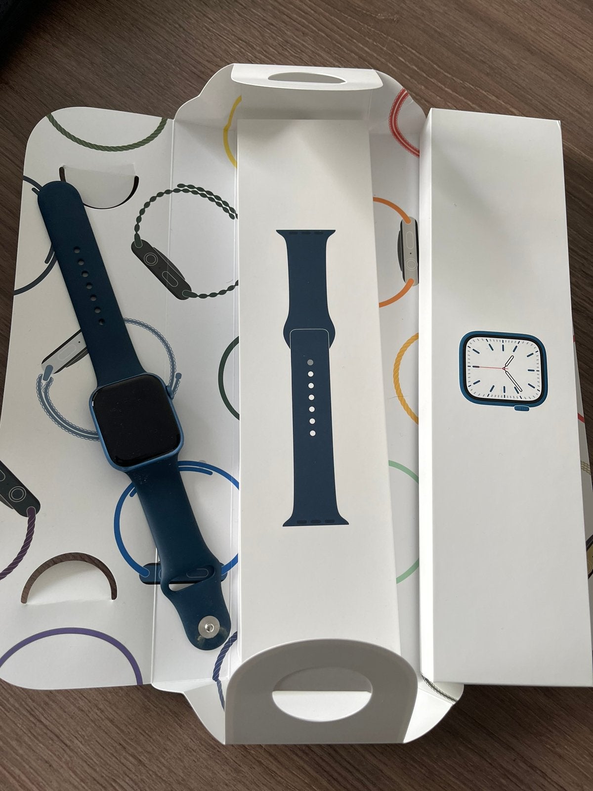 Apple Watch 7 donker blauw 45MM, Ophalen of Verzenden, Zo goed als nieuw, Blauw, IOS