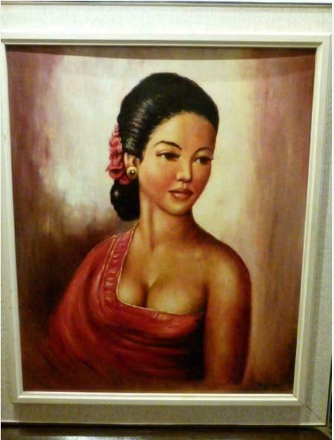vintage schilderij Polynesische Schoonheid olie-canvas, Antiek en Kunst, Kunst | Schilderijen | Klassiek, Ophalen