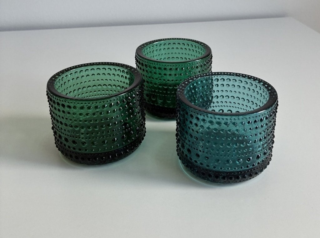 Iittala Kastehelmi sfeerlicht, set van 3 stuks, 7 cm, Ophalen of Verzenden, Kandelaar, Groen