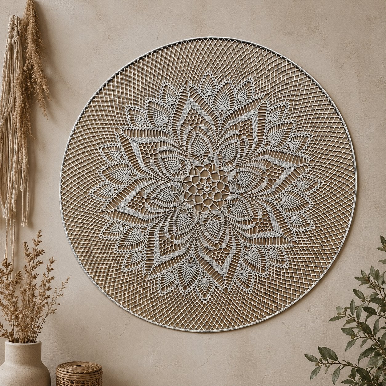 Gehaakte mandala (diameter 100 cm), Ophalen, Zo goed als nieuw