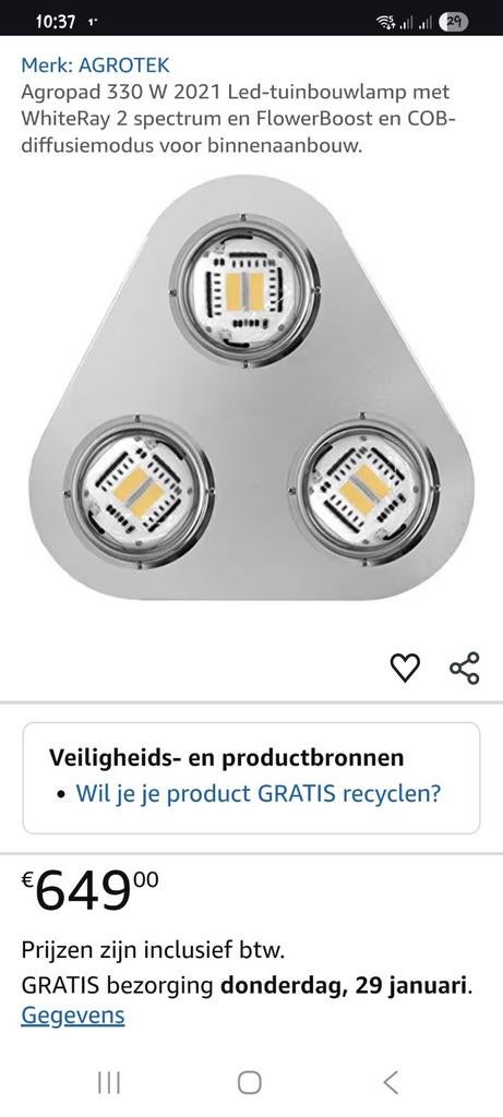 AGROTEK Agropad 330W LED Kweeklamp - Binnenkweek, Tuin en Terras, Kweekspullen, Zo goed als nieuw, Kweeklamp, Ophalen of Verzenden