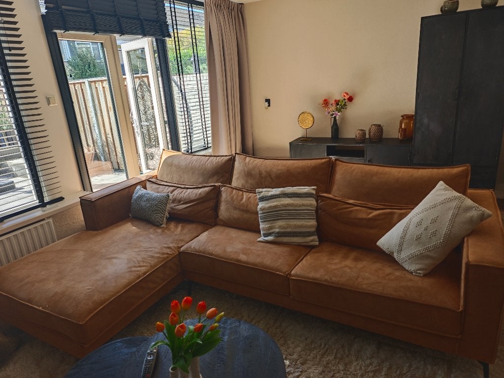 Comfortabele bruine hoekbank - Zo goed als nieuw, Ophalen, 250 tot 300 cm, Hoekbank, Zo goed als nieuw