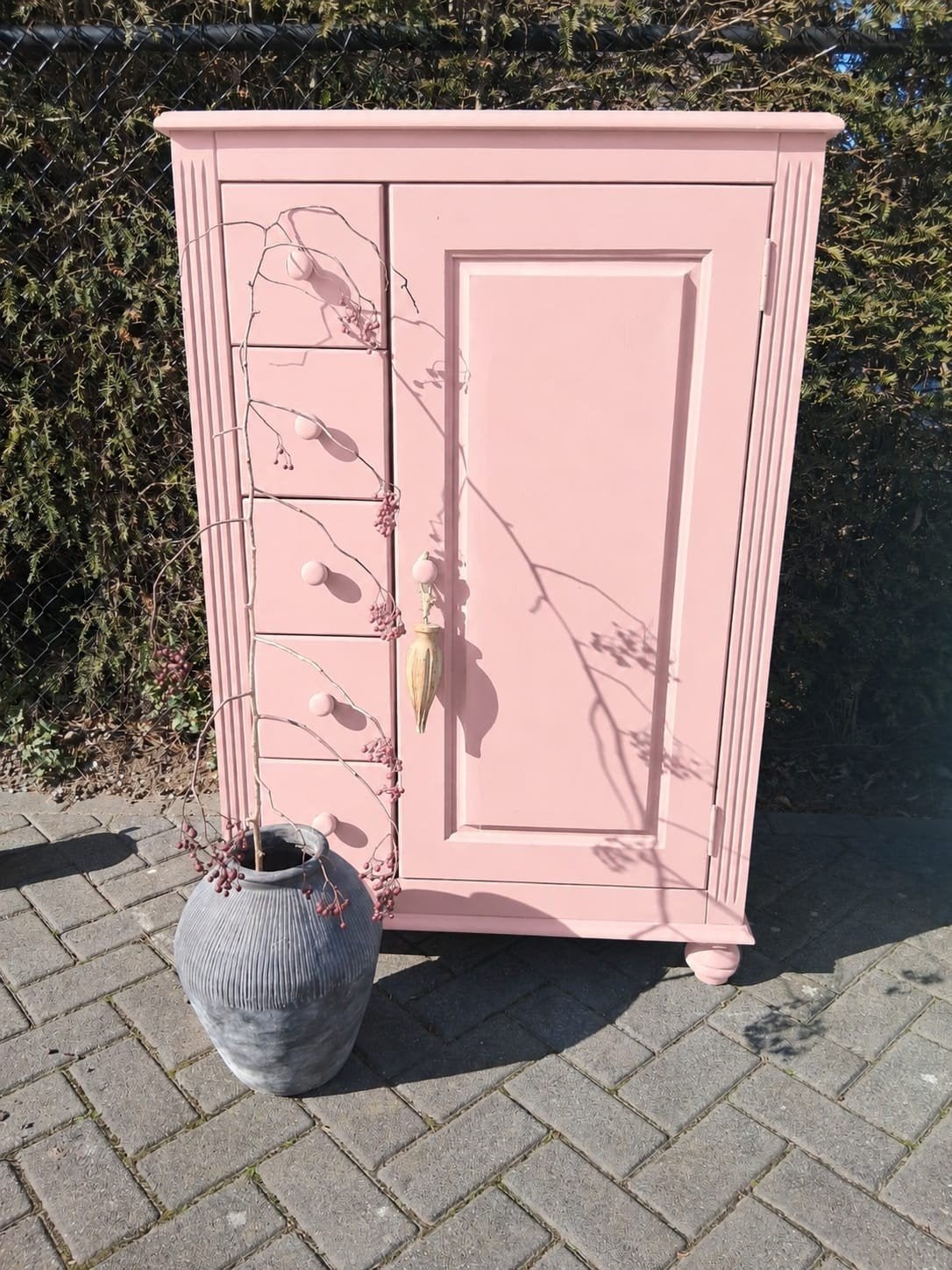 Roze Opbergkast Landelijke Brocante Stijl, Ophalen of Verzenden