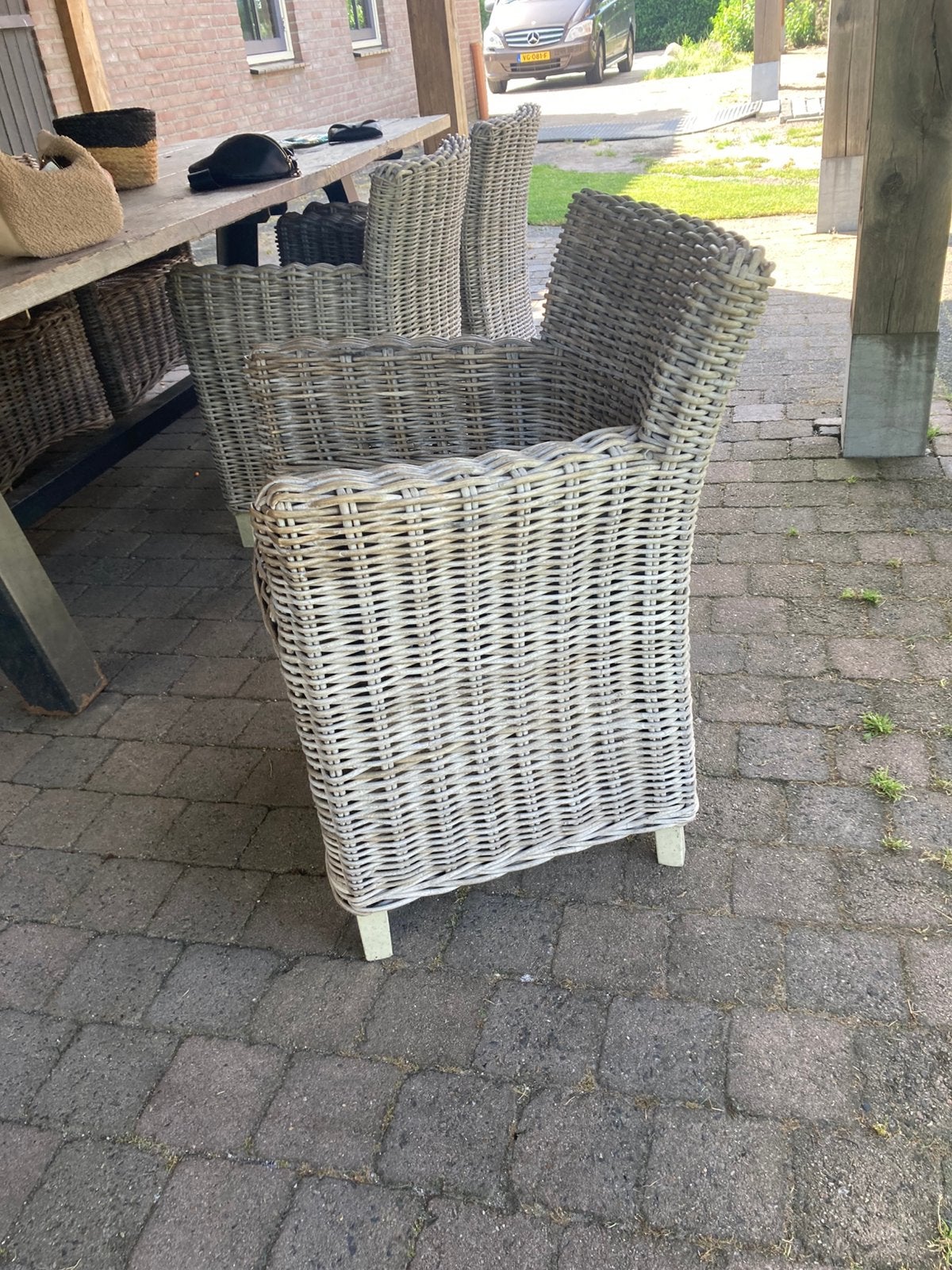 Zware rieten buiten stoelen, Tuin en Terras, Tuinsets en Loungesets, Gebruikt, Rotan, Stoel, Tuinset