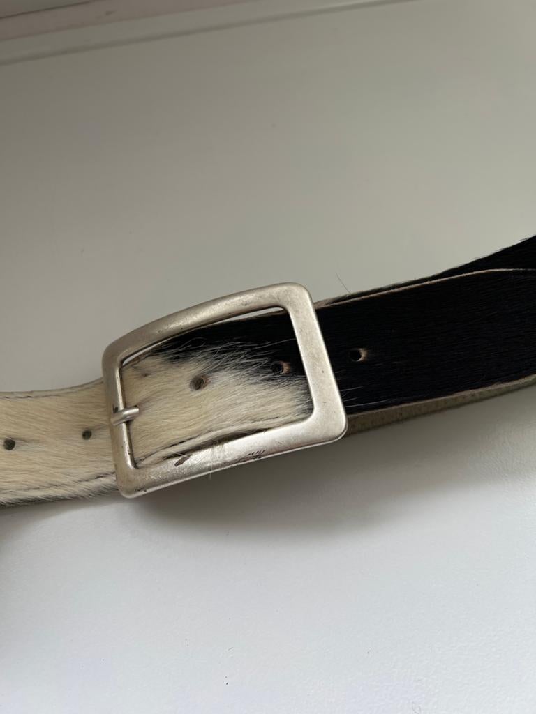 Zwart-witte koeienhuid riem - Echt leder, 3 tot 5 cm, 90 tot 100 cm, Heupriem, Ophalen of Verzenden