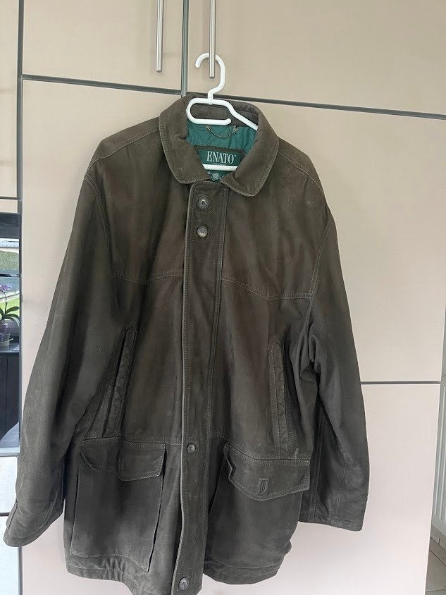 Vintage leren Enato Heren Suède Jas - Maat 52, Ophalen, Maat 52/54 (L), Enato, Bruin