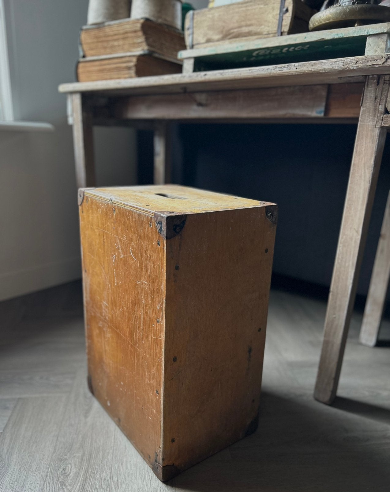 Vintage houten box kist kubus jaren ‘60, Antiek en Kunst, Ophalen of Verzenden