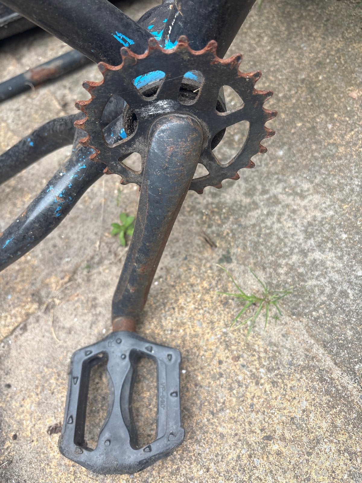 Gebruikt crankstel met pedalen voor fiets, Crankstel of Pedalen, Staal, Ophalen of Verzenden, Gebruikt