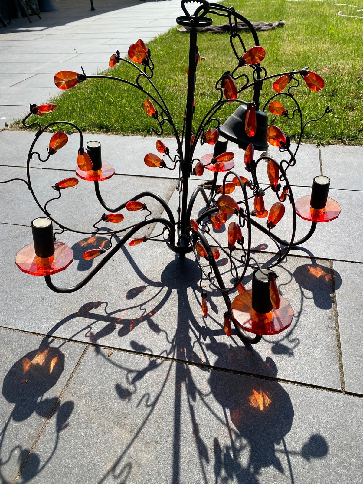 2 leuke rode hanglampen, kunststof, Ophalen, Kunststof