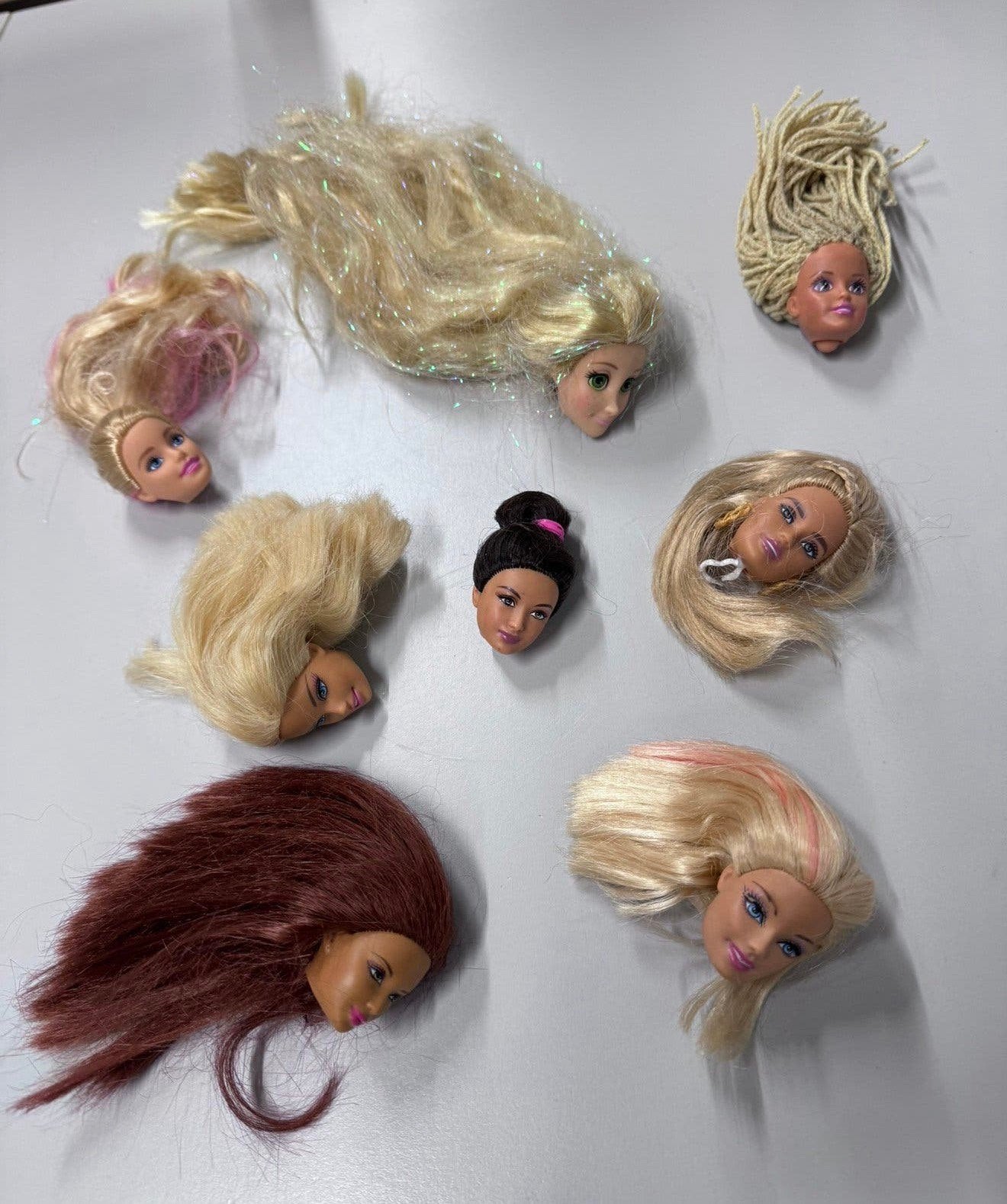 8x mattel vintage barbie hoofd hoofden met mooi haar 1998, P, P, P, Ophalen of Verzenden