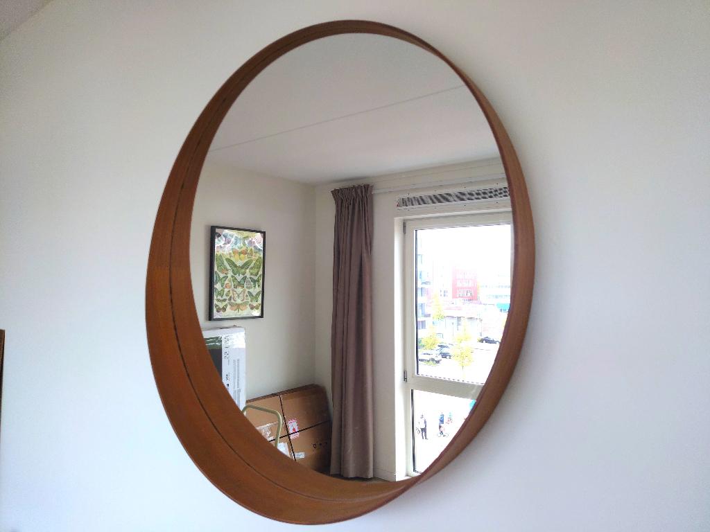 IKEA Stockholm Rond Spiegel Walnoot 80 cm, Huis en Inrichting, Woonaccessoires | Spiegels, Ophalen, Minder dan 50 cm, Rond, Zo goed als nieuw
