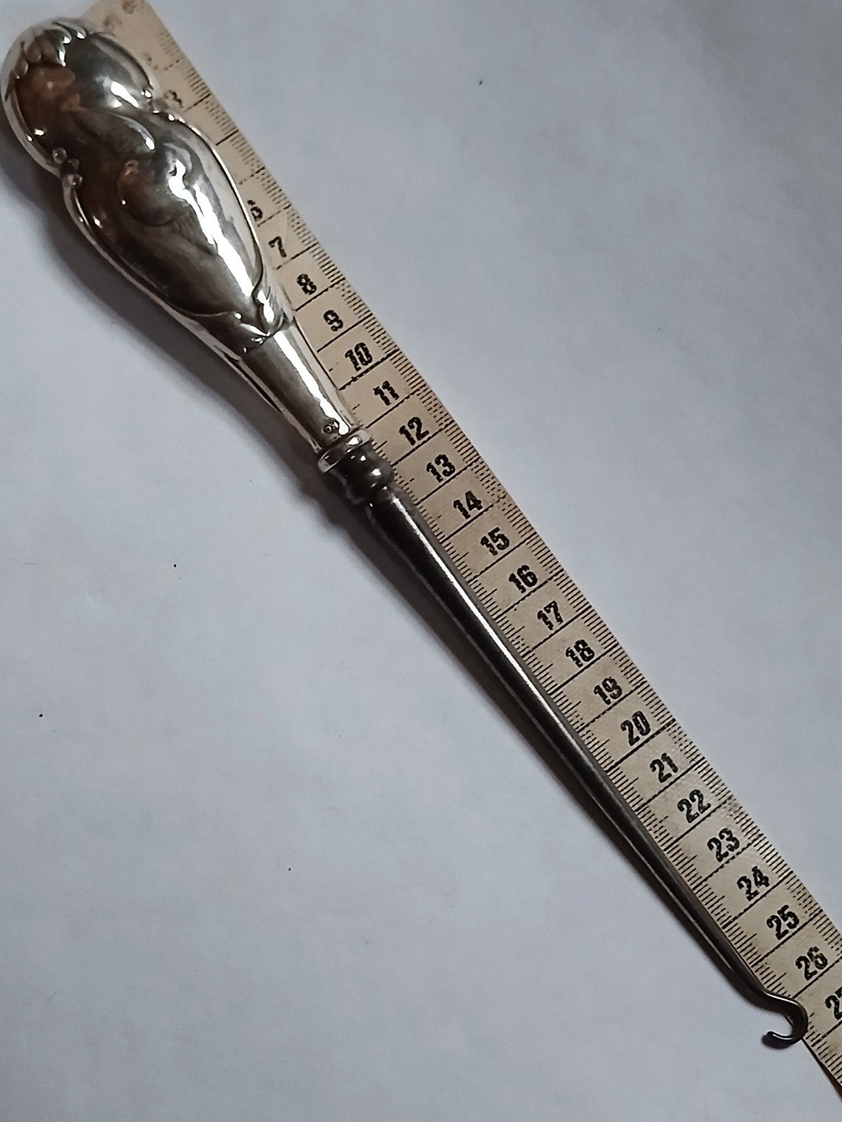antiek zilver veterhaak corsethaak knopenhaak knoophaakje, Ophalen, Zilver