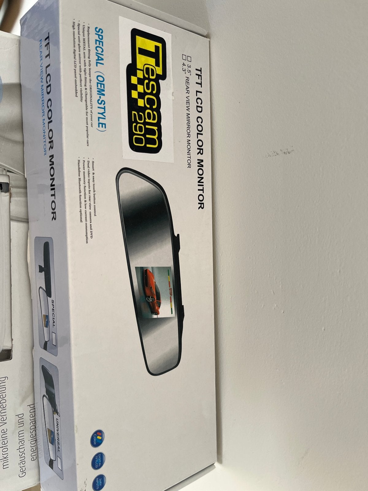 Tescam 290 TFT LCD Kleuren Monitor Achteruitkijkspiegel, Auto diversen, Ophalen of Verzenden, Nieuw