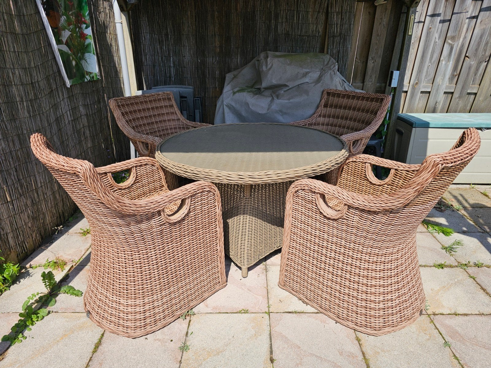 Tuinset, Tuin en Terras, Ophalen, 4 zitplaatsen, Kunststof, Gebruikt