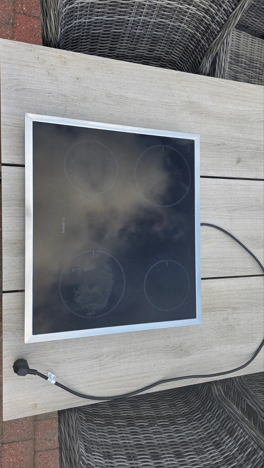 Bosch Inductie Kookplaat 4 Pits met Boost PIA645B68E/03, Ophalen, Gebruikt, 4 kookzones, Inbouw