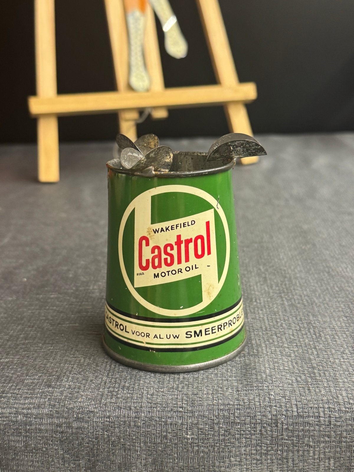 Vintage Castrol Motorolie Asbak - Uniek Verzamelobject, Gebruikt, Gebruiksvoorwerp, ., Ophalen of Verzenden