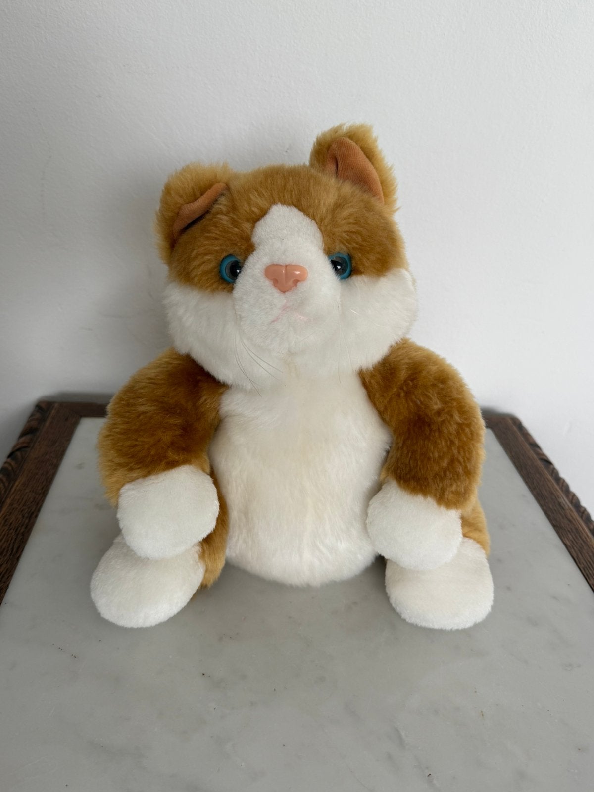 Vintage knuffel, oranje/wit kat met blauwe ogen, Oranje, Ophalen of Verzenden, Zo goed als nieuw, Kat