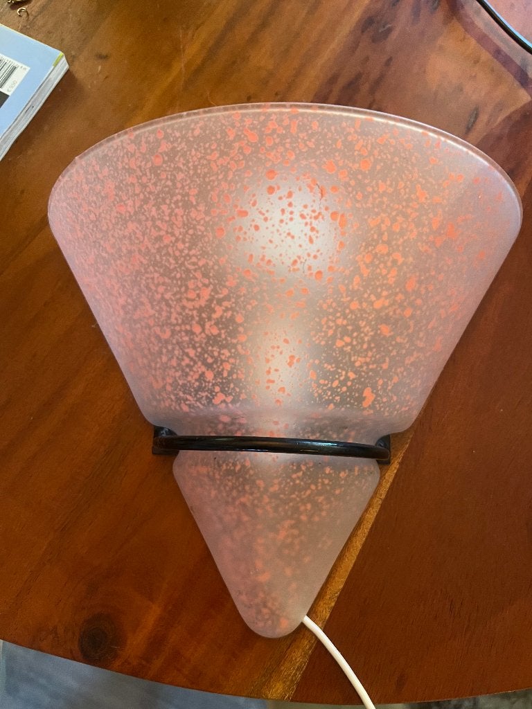 roze wandlamp murano glas conische vintage designlamp lampje, Indirect licht, Roze, E14 (klein), Ophalen of Verzenden