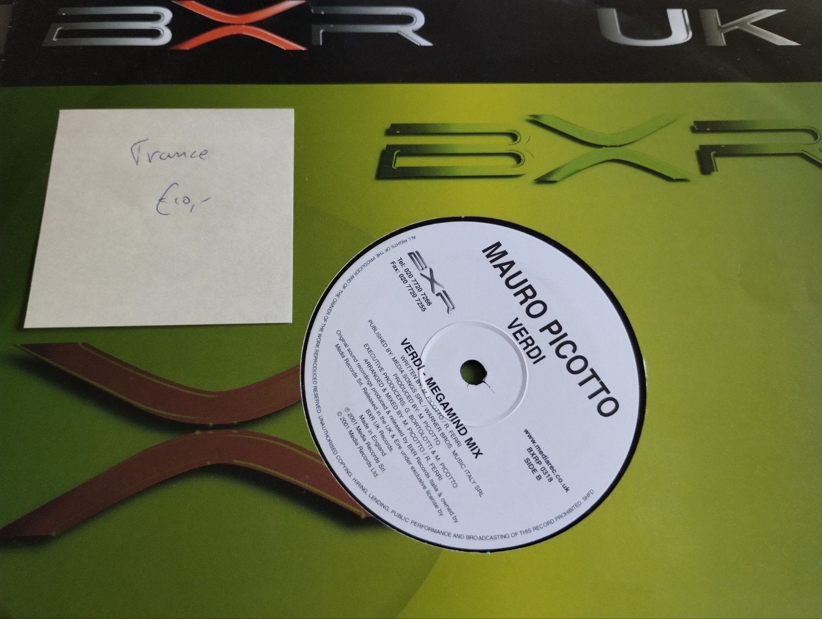 Mauro Picotto - Verdi (Trance 12" Vinyl), Cd's en Dvd's, Vinyl | Dance en House, LP, Gebruikt, Trance, Ophalen of Verzenden