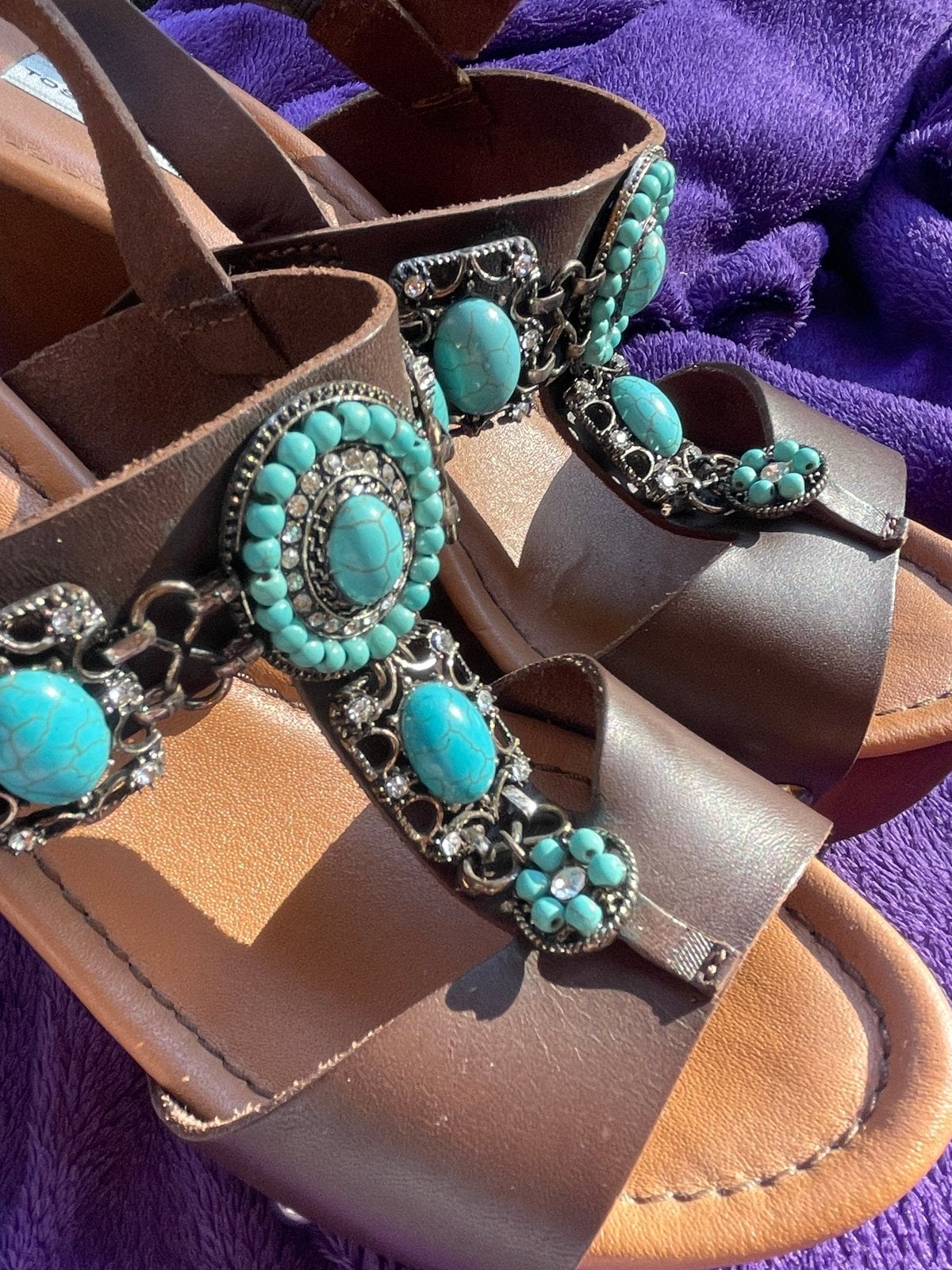Werk actie! Tosca Blu sandalen 39 met hak en plateauzool, Ophalen of Verzenden, Gedragen, Bruin, Sandalen of Muiltjes