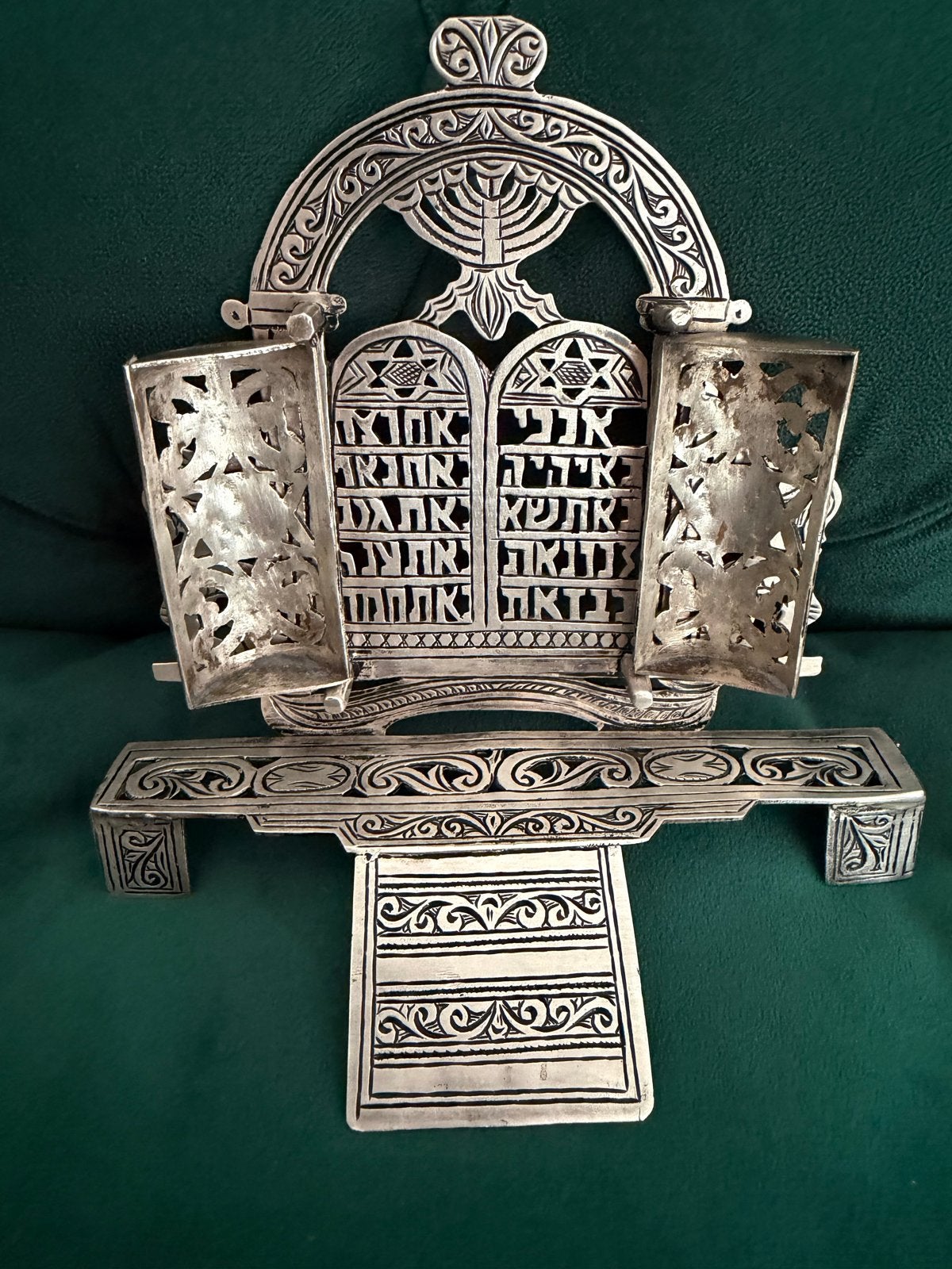 Antieke Zilveren 925 Judaica Chanoekamenora - Eind 19e Eeuw, Antiek en Kunst, Ophalen of Verzenden