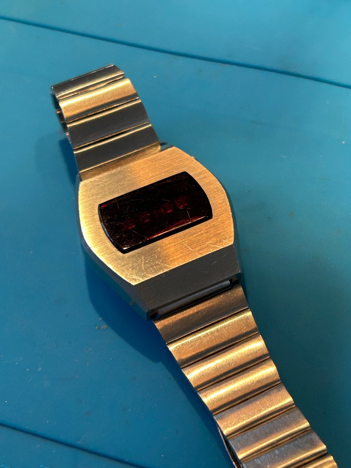 Vintage LED horloge -defect, Overige merken, Staal, Met bandje, Polshorloge