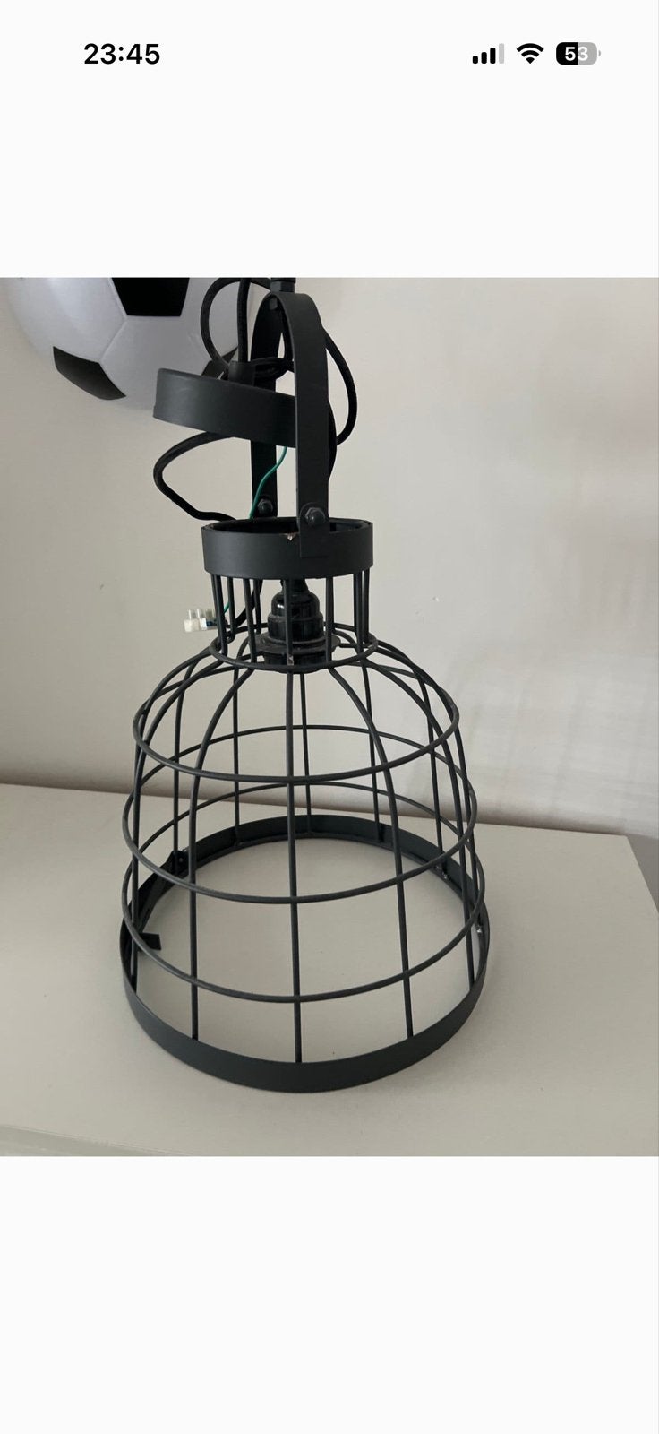 Zwarte metalen kooilamp / hanglamp, Huis en Inrichting, Ophalen, Gebruikt, Metaal, E27 (groot)