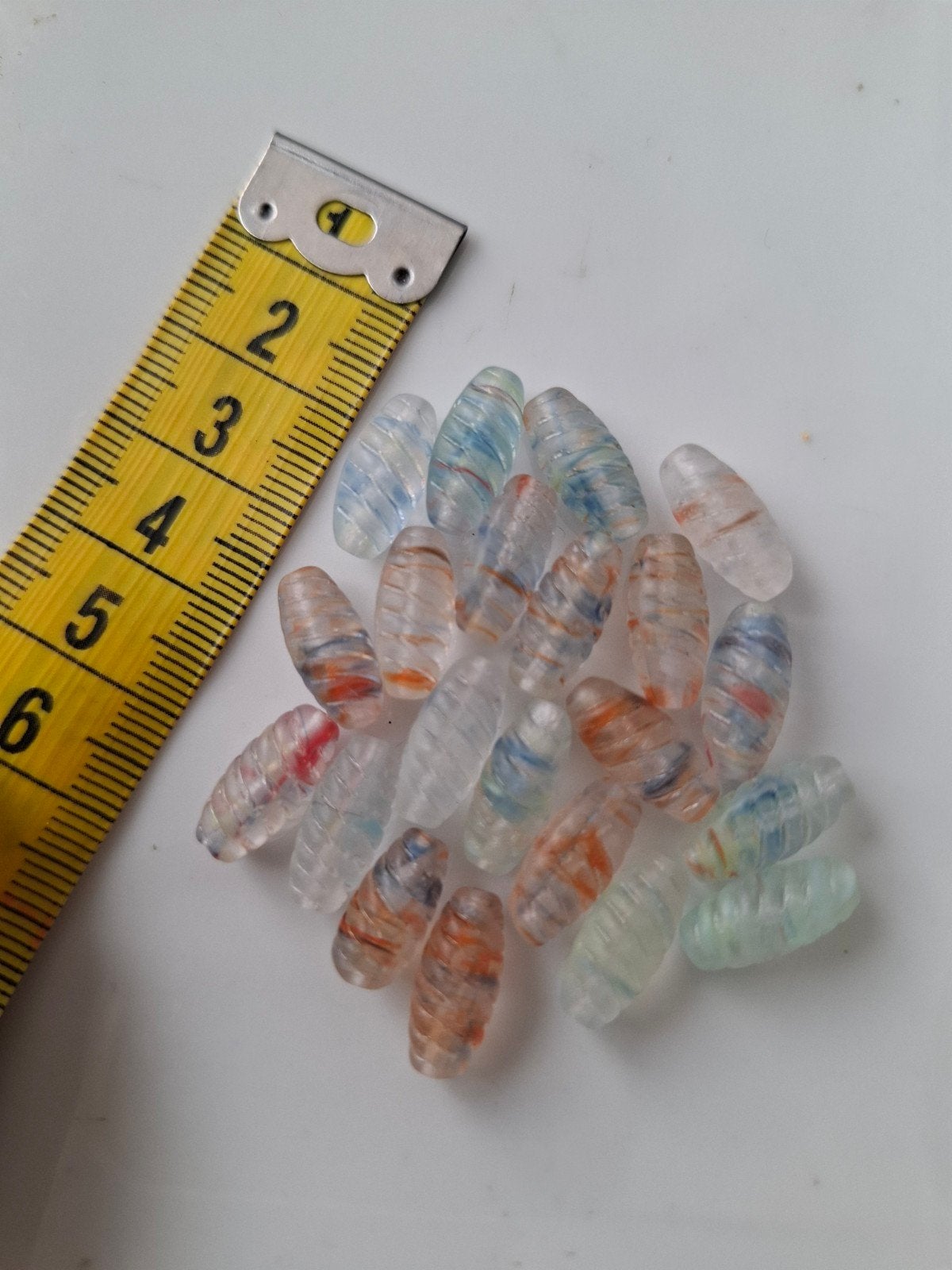 21 stuks 15 mm glaskralen oranje blauw groen kralen partij, Kraal, -, -, Nieuw