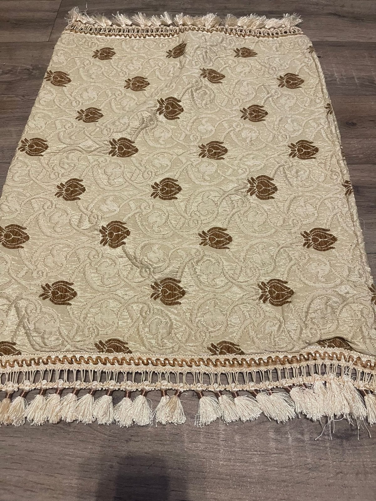 Vintage Kussenhoesje met Kwastjes - 54x80cm, Ophalen of Verzenden, Gebruikt, Beige, Rechthoekig