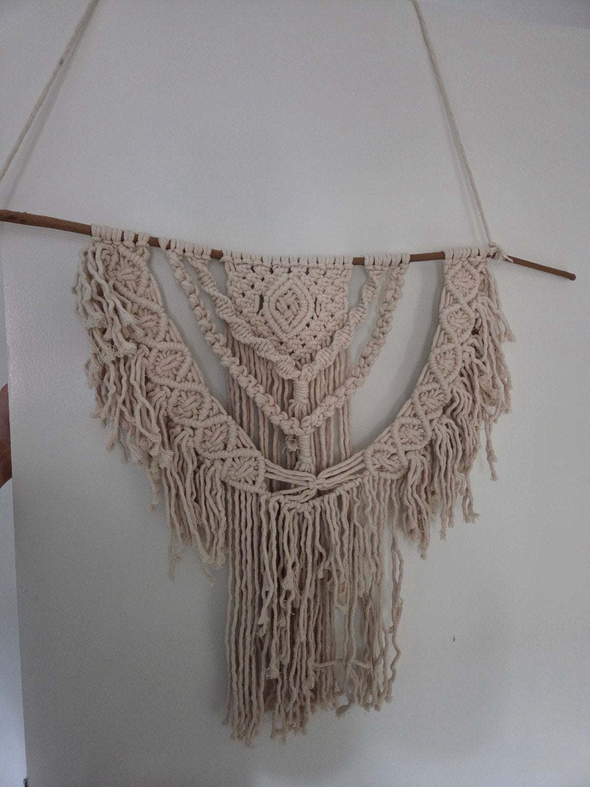 Macramé wanddecoratie 75x60, Beige, Nieuw, Ophalen of Verzenden, 75 cm