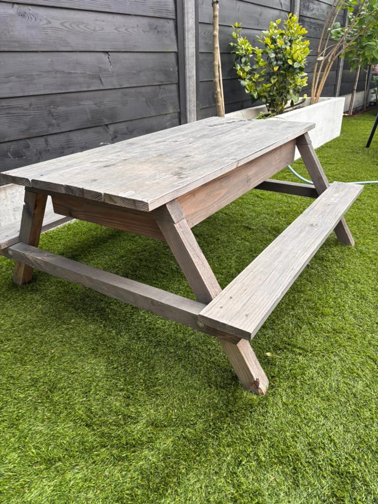 Douglas houten picknicktafel  kinderen watertafel eettafel, Gebruikt, Rechthoekig, Hout, Ophalen