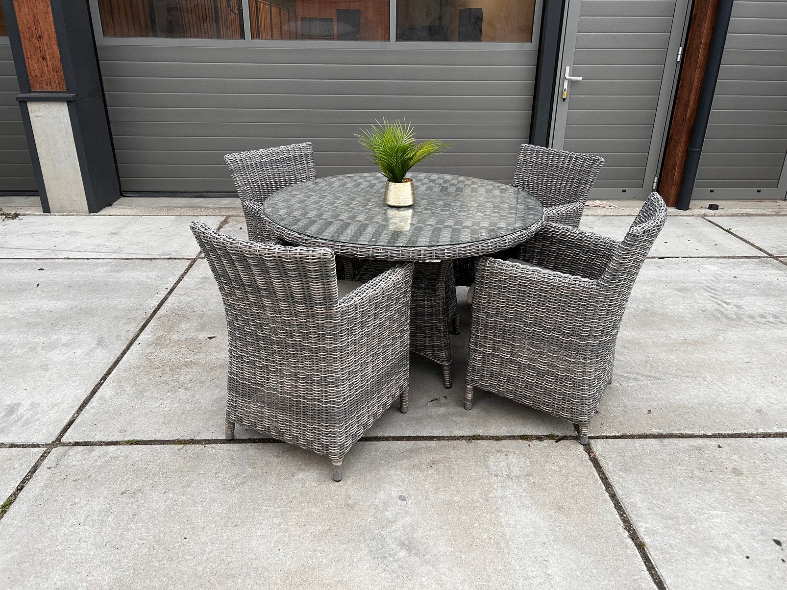 Schitterende ronde tuinset met 4 stoelen van Fase 4Seasons, Ophalen, 4 zitplaatsen, ., Zo goed als nieuw