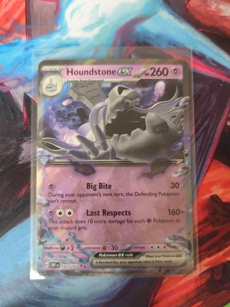 Houndstone EX (OBF 102) - Pokemon Obsidian Flames, Ophalen of Verzenden, Zo goed als nieuw, Losse kaart