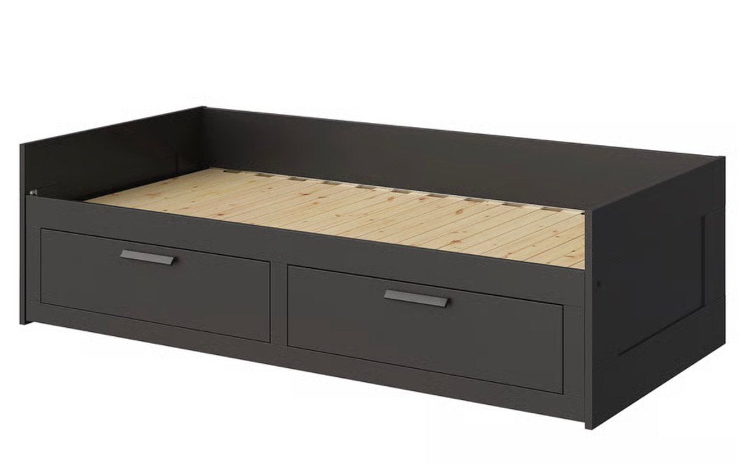 Zwart uitschuif bed met 1matras - IKEA, Ophalen, Overige materialen, 90 cm, Eenpersoons