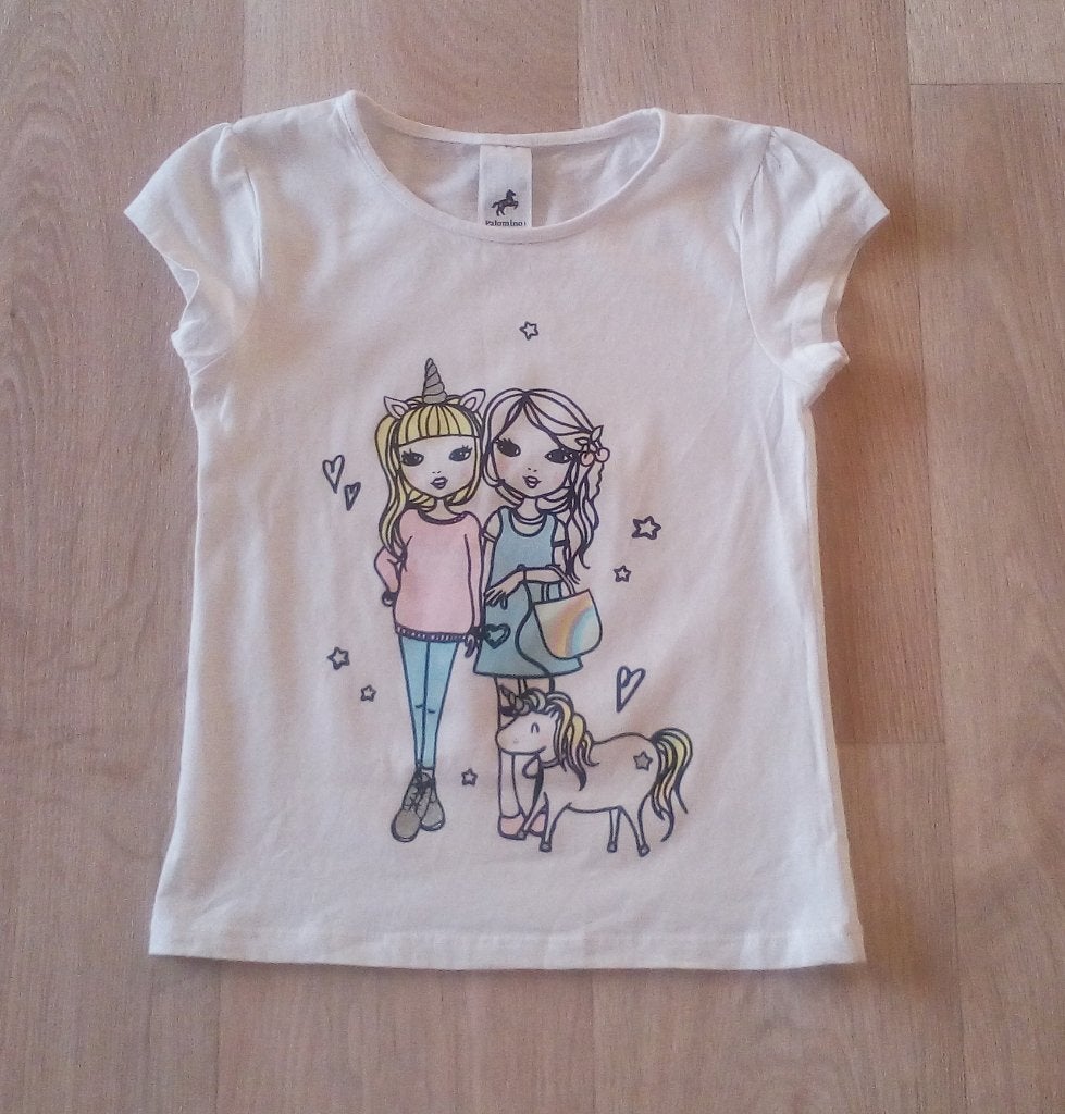 C&A unicorn T-shirt, maat 116, Ophalen of Verzenden, Zo goed als nieuw, Meisje, Shirt of Longsleeve