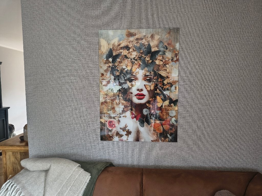 Glas schilderij, Huis en Inrichting, Ophalen of Verzenden, Zo goed als nieuw, Schilderij, 75 tot 100 cm