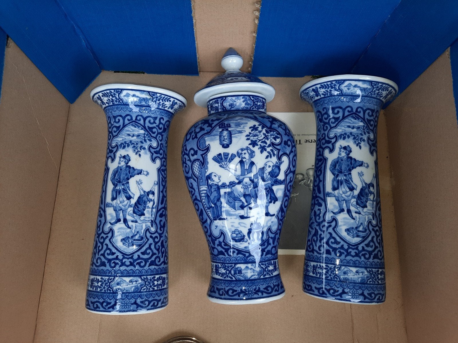 Prachtige Delfts Blauwe Vazen Set - Handgeschilderd, Antiek en Kunst, Ophalen of Verzenden