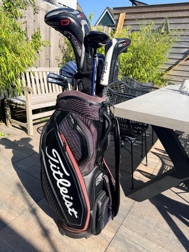 Titleist Premium Cartbag Zwart/Rood Luxe uitvoering, Ophalen of Verzenden, Gebruikt, Tas, Overige merken