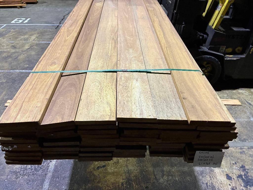 Vlonderplanken-planken-Hardhout-Basralocus-21x145mm, Tuin en Terras, Terrasdelen en Vlonders, Ophalen, Nieuw, Hout