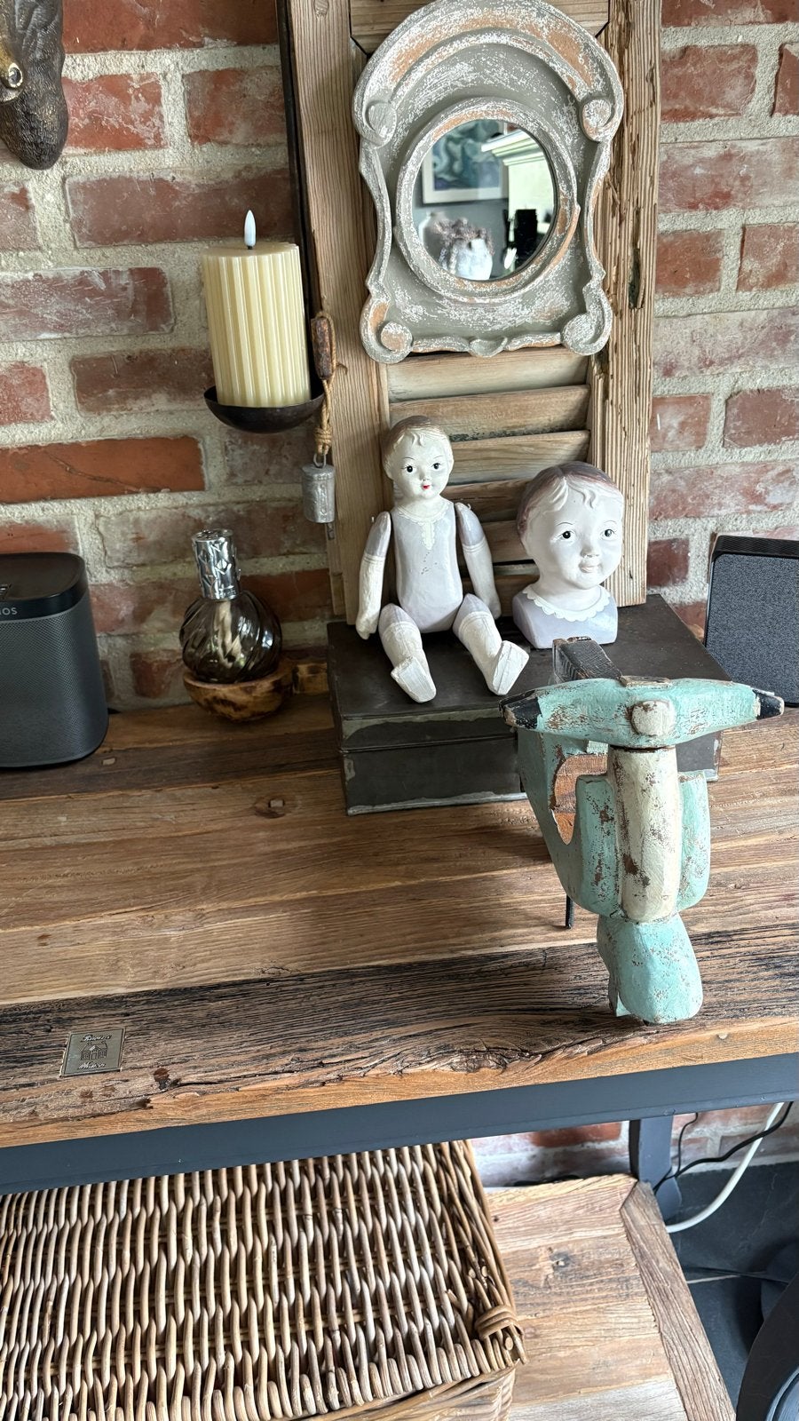 Decoratieve houten scooter met vintage uitstraling, Ophalen of Verzenden