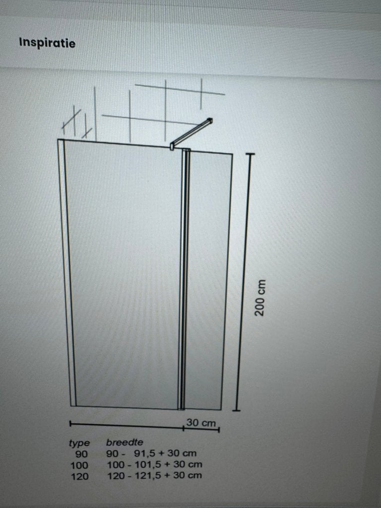 Bruynzeel inloopdouche 120 cm zwart+draaibare klapwand €250, Ophalen, Bruynzeel, Met douche, Eendenparkweg 3