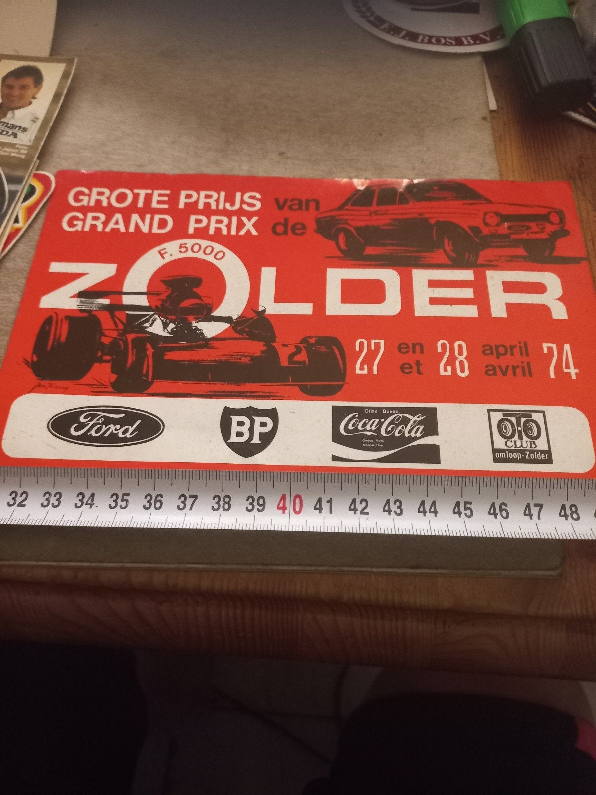 Zolder Grand Prix F.5000 sticker 1974, Ophalen of Verzenden, Gebruikt