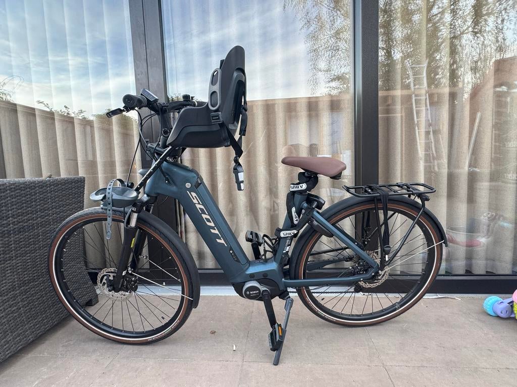 Scott E-Sub Tour elektrische fiets met kinderzitje, Fietsen en Brommers, Elektrische fietsen, Zo goed als nieuw, 51 tot 55 cm