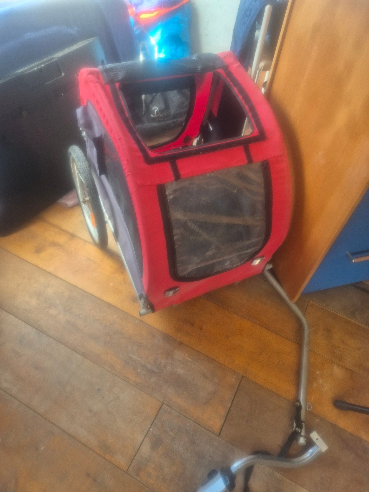 Hondenkar voor fiets - Rood, opvouwbaar, Ophalen, Gebruikt, 20 tot 40 kg, Hondenkar