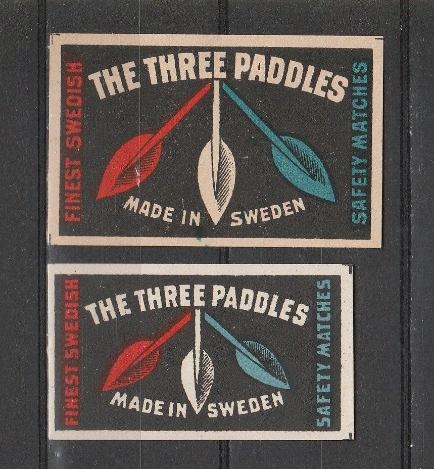 Lucifermerken, The Three Paddles  (101), Verzamelen, Verzenden, Zo goed als nieuw, Luciferdoosjes of -merken