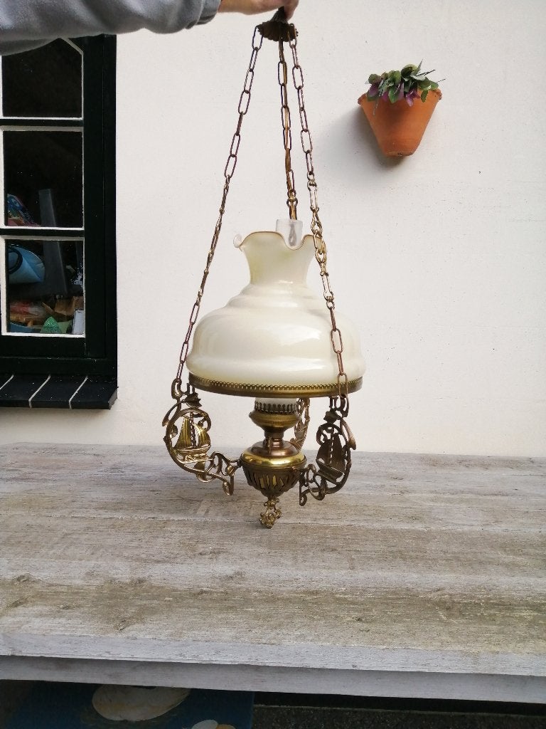 Hanglamp, Ophalen of Verzenden, Gebruikt, Glas