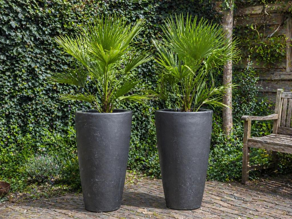 Set 2 grote design bloempotten vaas Kenny zwart 130 cm hoog, Tuin en Terras, Bloempotten, Ophalen, Gebruikt, Rond, Minder dan 25 cm