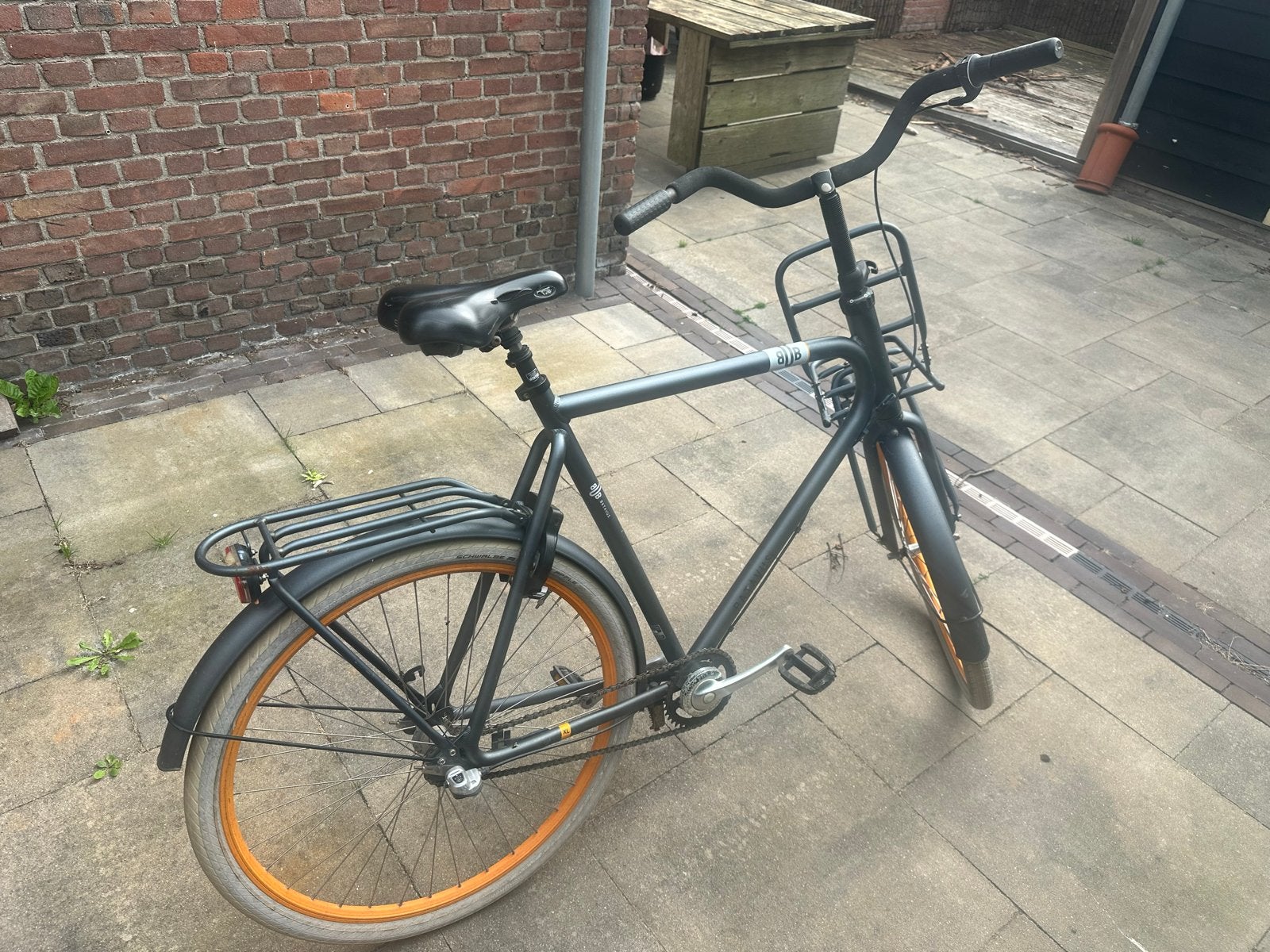 Stevige transportfiets met voordrager en bagagedrager, Terugtraprem, Gebruikt, Versnellingen, 53 tot 57 cm
